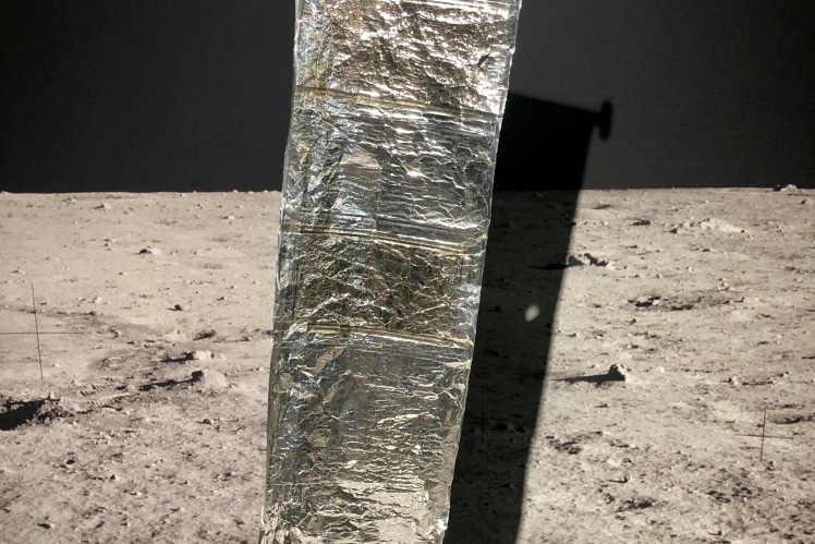 Copy of the solar wind sail that stood on the moon in 1969 at the Apollo 11 Misson
